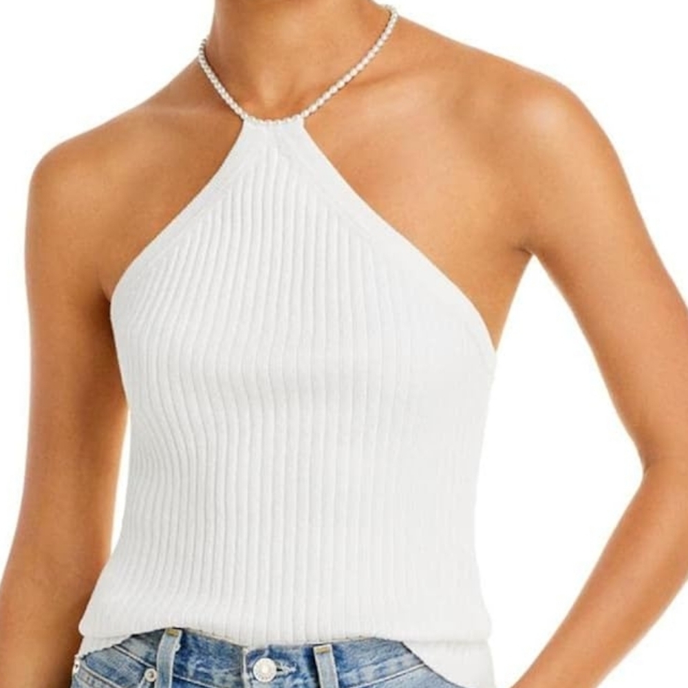 Line‎ & Dot Cream Ribbed Camisole